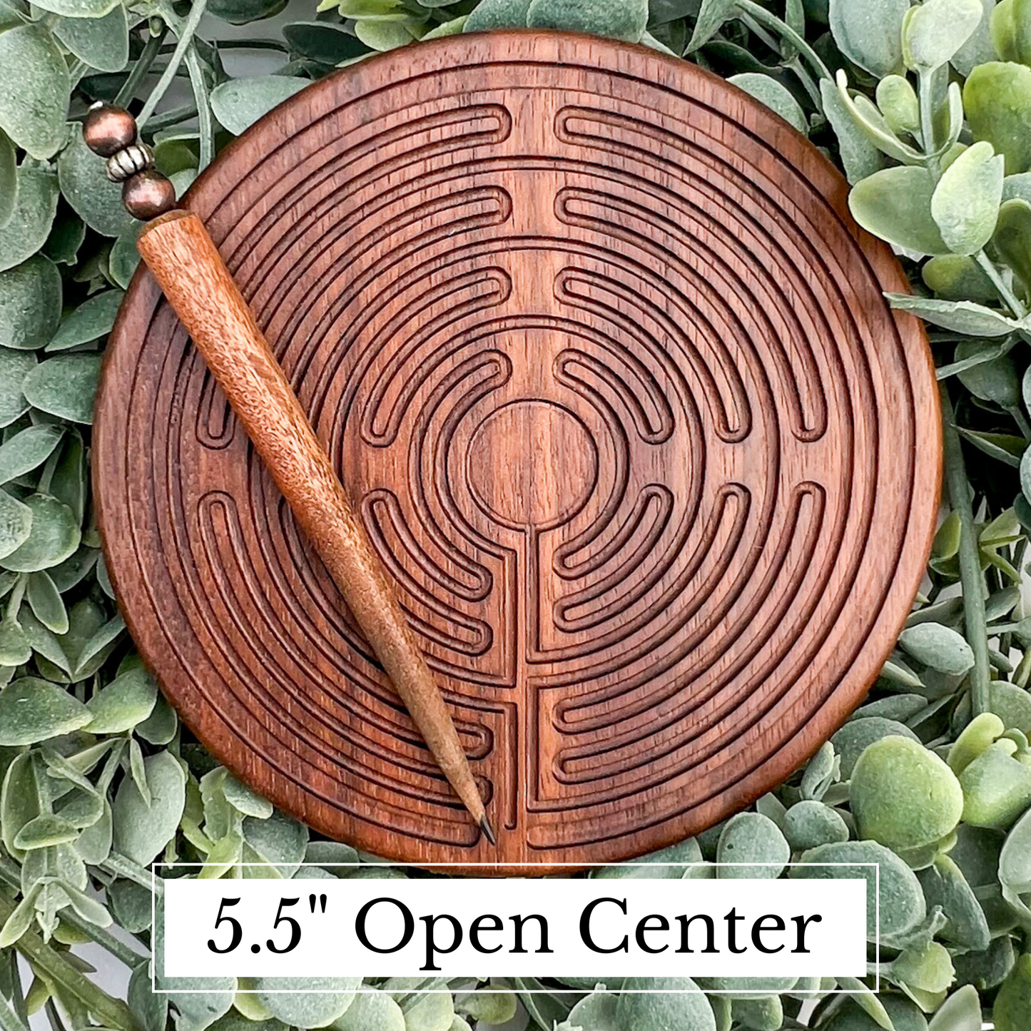 Walnut Wood Labyrinth with Stylus | Great for Meditation Practice, Sensory Play, Spiritual Awakening | Chartres Labyrinth