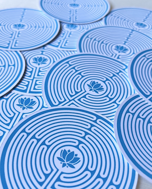 Labyrinth Sticker with Lotus Center | Premium Water-Resistant Matte Vinyl | Mindful Meditation Décor | Scratch-Resistant Die Cut Sticker