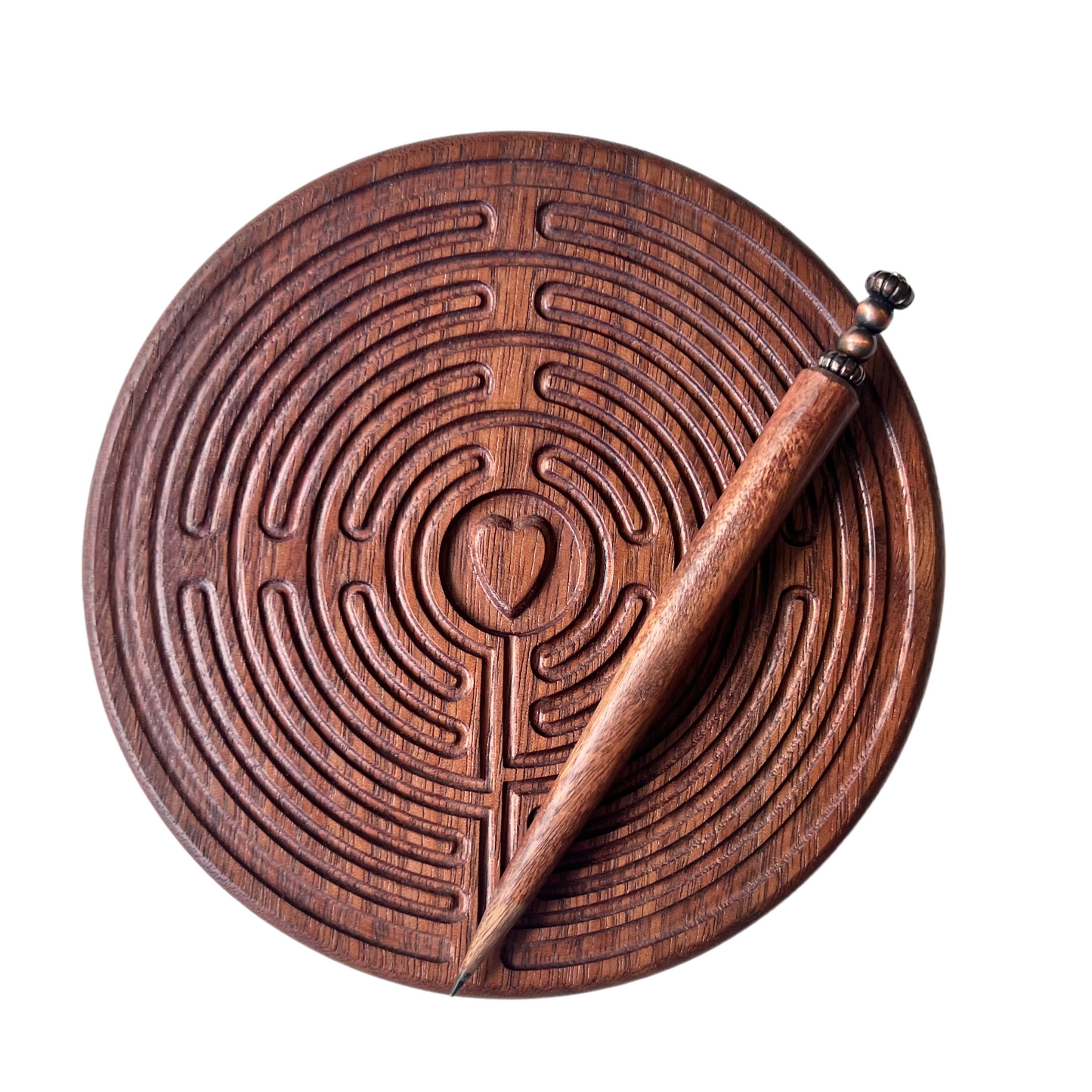 Walnut Wood Prayer Labyrinth with Stylus | Great for Meditation Practice, Sensory Play, Spiritual Awakening | Chartres Labyrinth