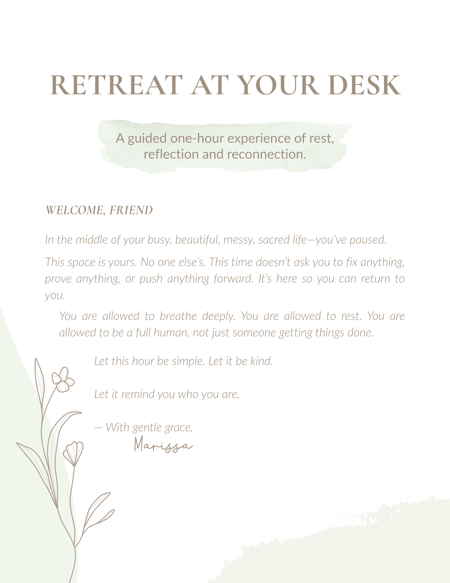 Printable Self-Care Retreat for Women | Digital Reflection Journal with Guided Prompts & Affirmations