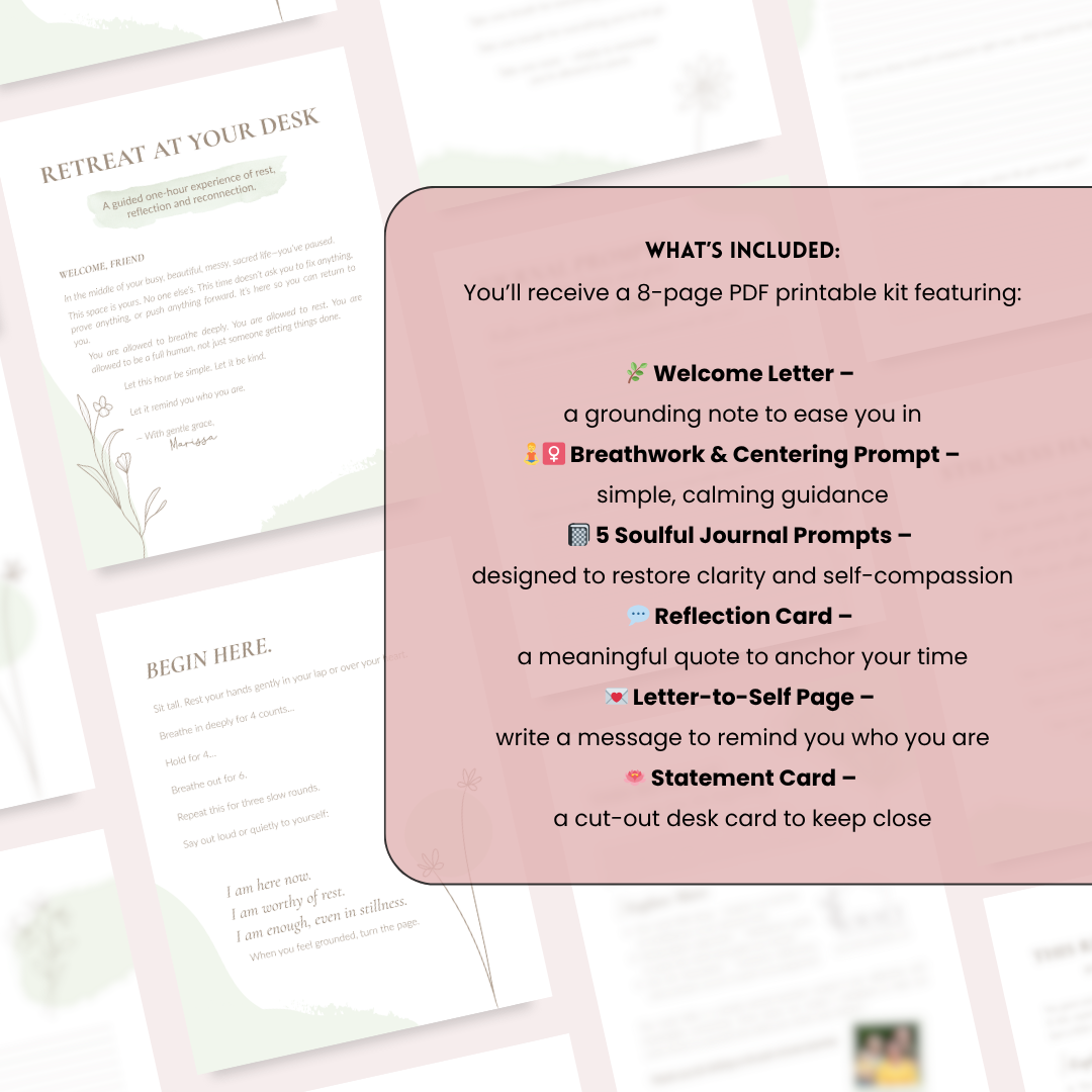 Printable Self-Care Retreat for Women | Digital Reflection Journal with Guided Prompts & Affirmations