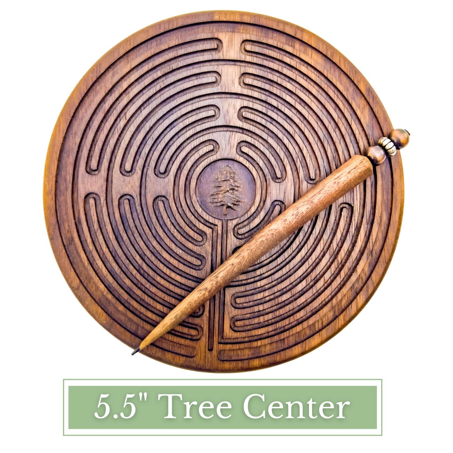 Walnut Wood Labyrinth with Stylus | Great for Meditation Practice, Sensory Play, Spiritual Awakening | Chartres Labyrinth
