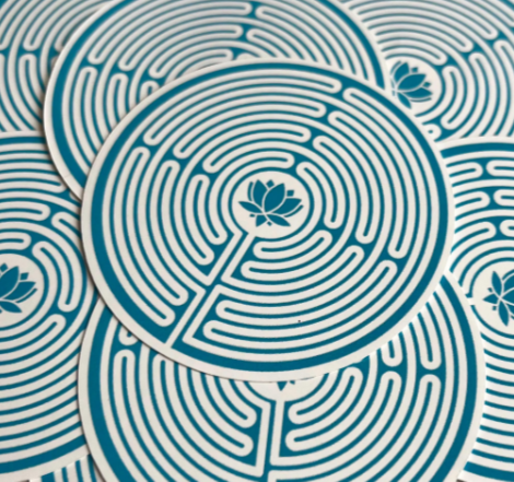 Labyrinth Sticker with Lotus Center | Premium Water-Resistant Matte Vinyl | Mindful Meditation Décor | Scratch-Resistant Die Cut Sticker