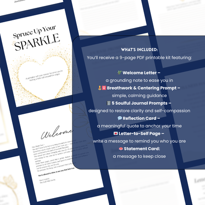 Spruce Up Your Sparkle | Printable Self-Care Retreat Kit for Women | Confidence, Clarity & Joy
