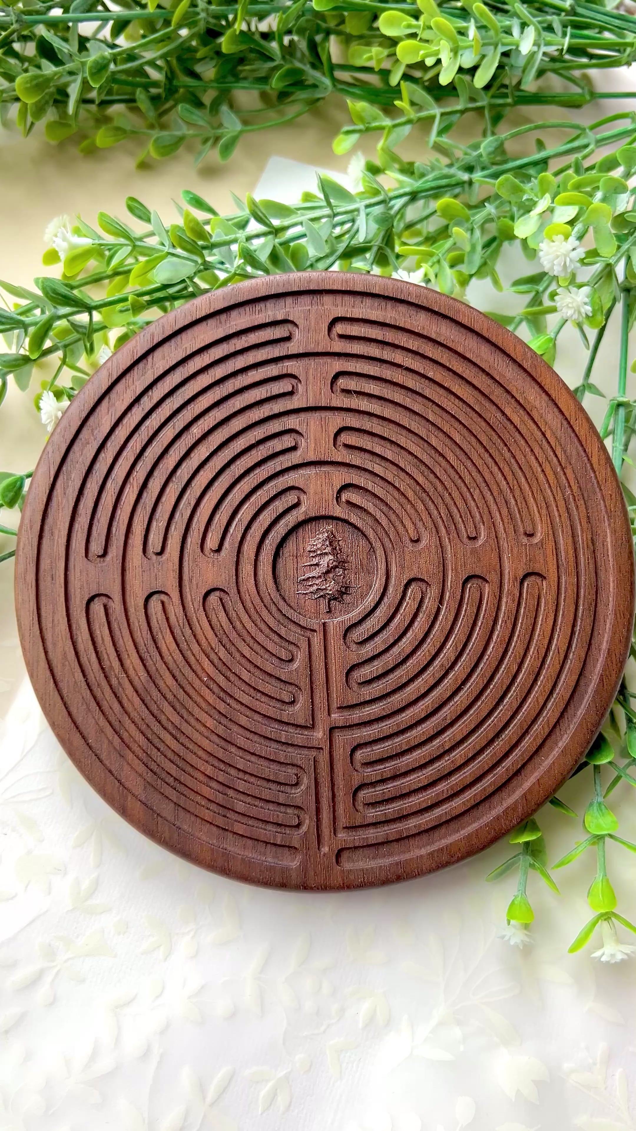 Walnut Wood Prayer Labyrinth with Stylus | Great for Meditation